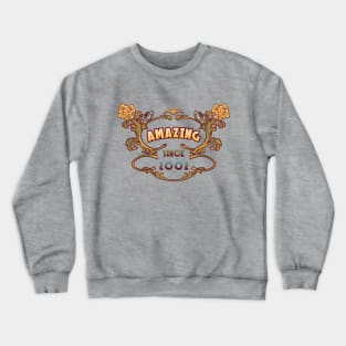 AMAZING SINCE 2002 vintage art nouveau retro 2000s Crewneck Sweatshirt